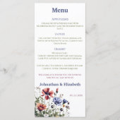 Waterverf Wildbloemen bruiloft Menu (Voorkant)