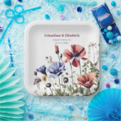 Waterverf Wildbloemen bruiloft Papieren Bordje (Feest)