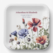 Waterverf Wildbloemen bruiloft Papieren Bordje (Voorkant)