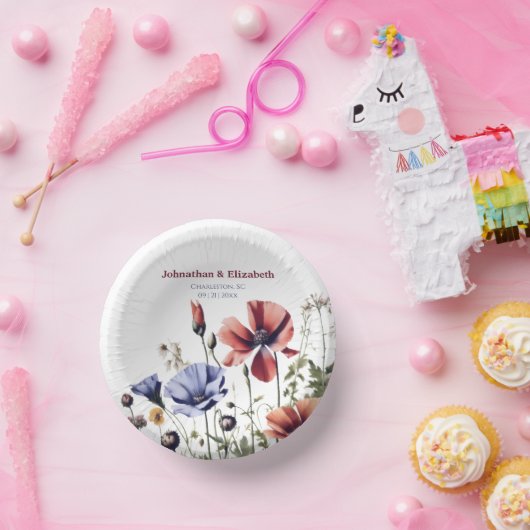 Waterverf Wildbloemen bruiloft Papieren Kommen (Feest)