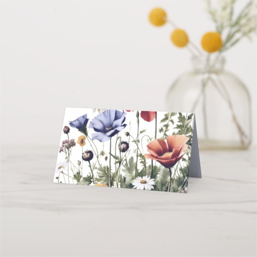 Waterverf Wildbloemen bruiloft Plaatskaartje (Achterkant)