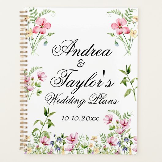 Waterverf Wildbloemen bruiloft Planner (Voorkant)