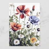 Waterverf Wildbloemen bruiloft Programmakaart (Achterkant)