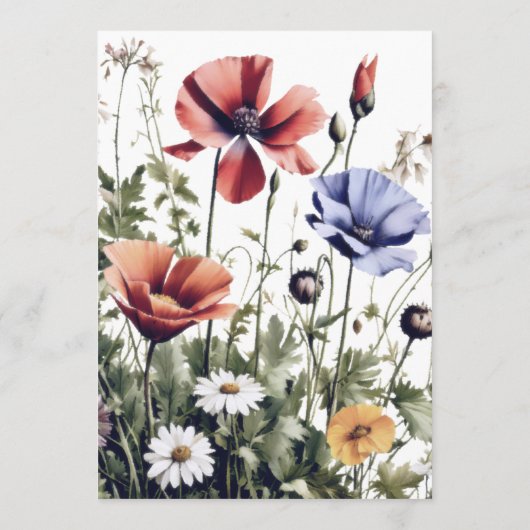 Waterverf Wildbloemen bruiloft Programmakaart (Achterkant)