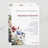 Waterverf Wildbloemen bruiloft Programmakaart (Voorkant / Achterkant)
