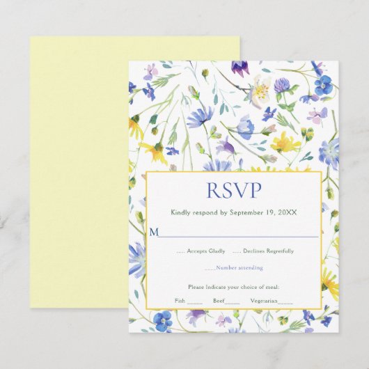 Waterverf Wildbloemen Bruiloft RSVP (Voorkant / Achterkant)