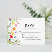 Waterverf Wildbloemen bruiloft RSVP Kaartje (Staand voorkant)