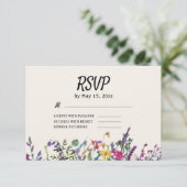 Waterverf Wildbloemen bruiloft RSVP Kaartje (Staand voorkant)