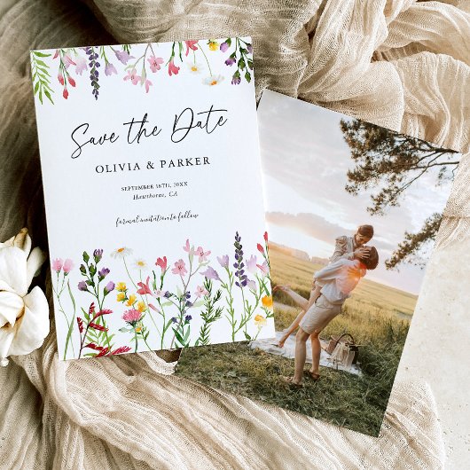 Waterverf Wildbloemen Bruiloft Save the Date