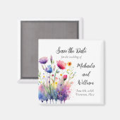 Waterverf Wildbloemen Bruiloft Save the Date Magneet (Voorkant / Achterkant)