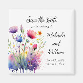 Waterverf Wildbloemen Bruiloft Save the Date Magneet (Voorkant)