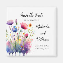 Waterverf Wildbloemen Bruiloft Save the Date