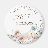 Waterverf Wildbloemen Bruiloft Save the Date Magneet (Voorkant)