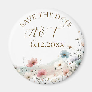Waterverf Wildbloemen Bruiloft Save the Date Magneet