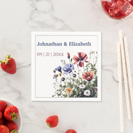 Waterverf Wildbloemen bruiloft Servet (Insitu)