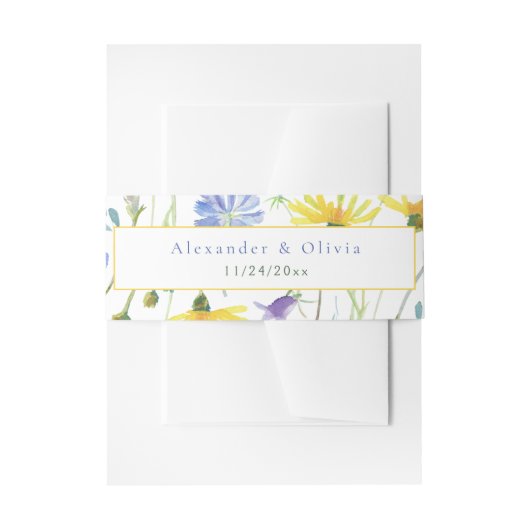 Waterverf Wildbloemen bruiloft Uitnodigingen Wikkel (Voorkant Voorbeeld)
