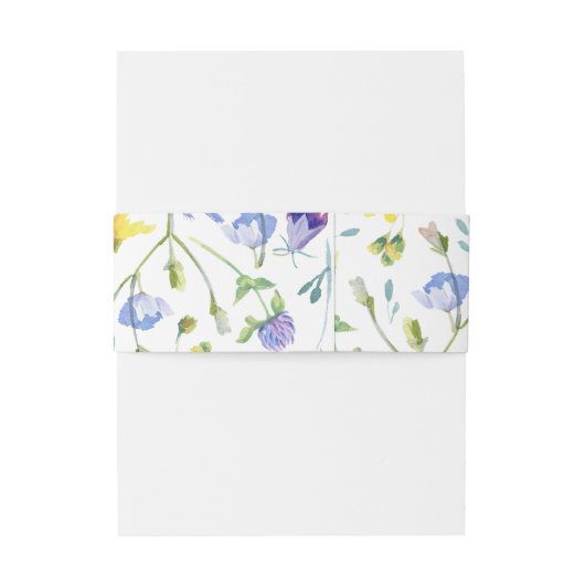 Waterverf Wildbloemen bruiloft Uitnodigingen Wikkel (Achterkant Voorbeeld)