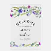 Waterverf Wildbloemen bruiloft welkom Acryl Bord (Voorkant)