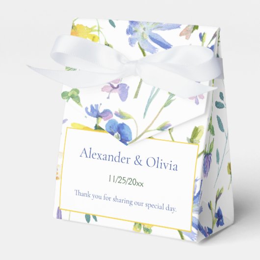 Waterverf Wildbloemen Bruiloft | Wit Bedankdoosjes (Voorkant Zijde)