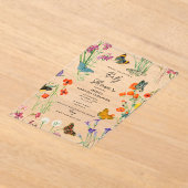 Waterverf Wildbloemen Butterflies Baby shower Acryl Uitnodigingen (Laagn)