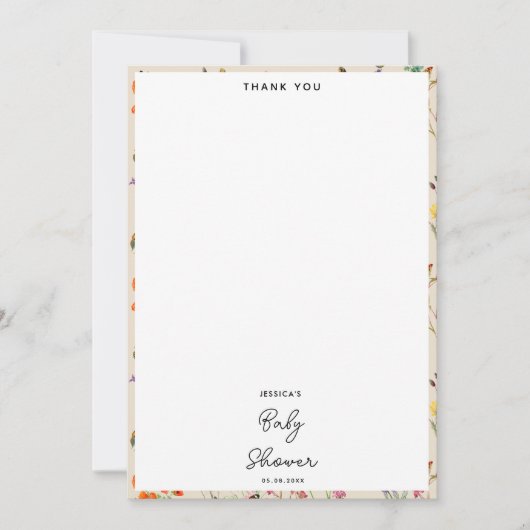 Waterverf Wildbloemen Butterflies Baby shower Bedankkaart (Voorkant)