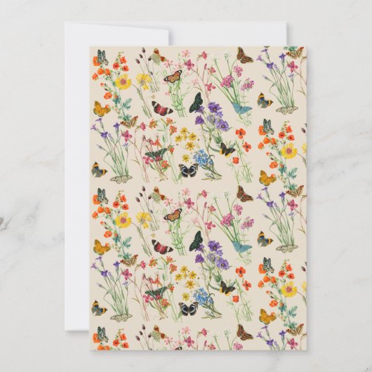 Waterverf Wildbloemen Butterflies Baby shower Bedankkaart (Achterkant)