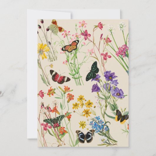 Waterverf Wildbloemen Butterflies Baby shower Kaart (Achterkant)