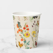 Waterverf Wildbloemen Butterflies Baby shower Papieren Bekers (Achterkant)