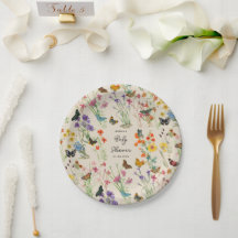 Waterverf Wildbloemen Butterflies Baby shower
