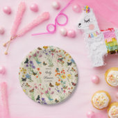 Waterverf Wildbloemen Butterflies Baby shower Papieren Bordje (Feest)