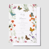 Waterverf Wildbloemen Butterflies Baby shower Vellum Uitnodigingen (Offset)