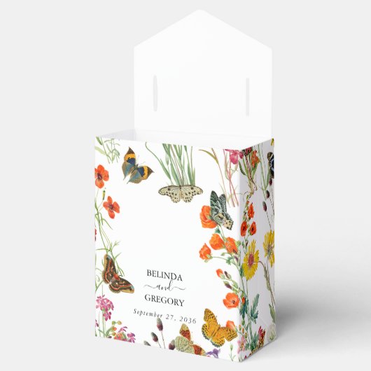 Waterverf Wildbloemen Butterflies Floral Wedding Bedankdoosjes (Geopend)