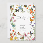 Waterverf Wildbloemen Butterflies Floral Wedding Bedankkaart (Voorkant)