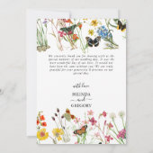 Waterverf Wildbloemen Butterflies Floral Wedding Bedankkaart (Achterkant)