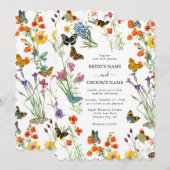 Waterverf Wildbloemen Butterflies Floral Wedding Kaart (Voorkant / Achterkant)
