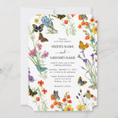 Waterverf Wildbloemen Butterflies Floral Wedding Kaart (Voorkant)