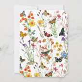 Waterverf Wildbloemen Butterflies Floral Wedding Kaart (Achterkant)