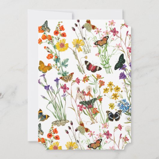 Waterverf Wildbloemen Butterflies Floral Wedding Kaart (Achterkant)