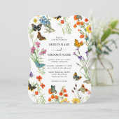 Waterverf Wildbloemen Butterflies Floral Wedding Kaart (Staand voorkant)