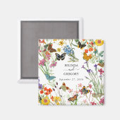 Waterverf Wildbloemen Butterflies Floral Wedding Magneet (Voorkant / Achterkant)