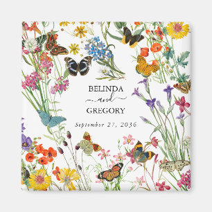 Waterverf Wildbloemen Butterflies Floral Wedding Magneet