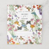 Waterverf Wildbloemen Butterflies Floral Wedding Plaatskaartje (Buitenkant ongevouwen)