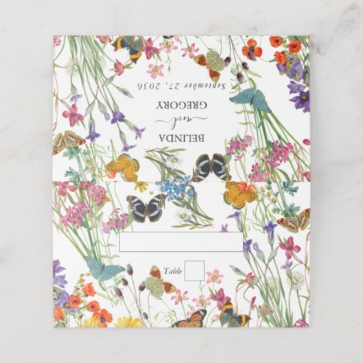 Waterverf Wildbloemen Butterflies Floral Wedding Plaatskaartje (Buitenkant ongevouwen)