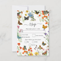 Waterverf Wildbloemen Butterflies Floral Wedding