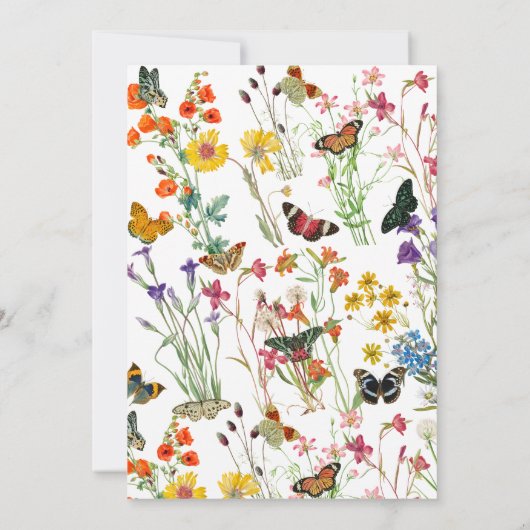 Waterverf Wildbloemen Butterflies Floral Wedding Save The Date (Achterkant)