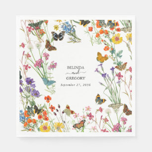 Waterverf Wildbloemen Butterflies Floral Wedding Servet