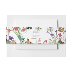 Waterverf Wildbloemen Butterflies Floral Wedding Uitnodigingen Wikkel