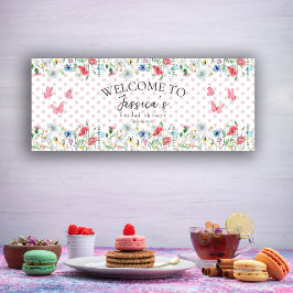 Waterverf Wildbloemen Butterflies Vrijgezellenfees Spandoek