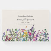 Waterverf Wildbloemen Cream Paars Wedding Gastenboek (Voorkant)