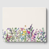 Waterverf Wildbloemen Cream Paars Wedding Gastenboek (Achterkant)